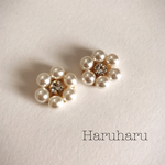 大きなお花パールピアス(イヤリング)