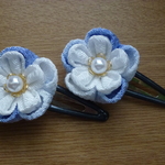 つまみ細工　丸つまみで作ったお花のヘアピン