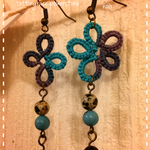 sale♡タティングレースダルメシアンジャスパーのアシンメトリーピアス