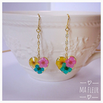 カラフルな押し花ピアス(イヤリング)