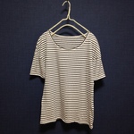 ドロップショルダーカットソー　ブルーボーダー