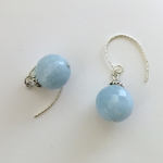 12mm アクアマリンsilver925ピアス