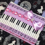 送料込み　ハンドメイド移動ポケット　ピアノ　鍵盤　ラベンダー　リボン