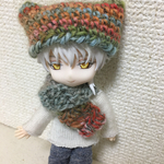 帽子とマフラーセット:猫耳カラフル