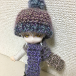 帽子とマフラーセット:ポンポン青