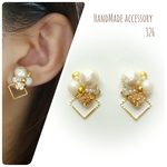 ライトピーチストーンビジューピアス