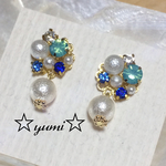 ビジューピアス☆水色ブルー系