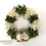 goldGreen&White シンプルリース＊プリザーブドフラワー＊