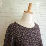 SALE 花柄パープル☆コーデュロイラグランブラウス