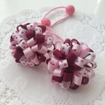 新色☆ボンボンリボンのヘアゴム cherry