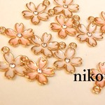 桜のメタルチャーム❀2色8個 ゴールド