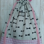 入園入学準備！ピンク＆黒リボン柄体操着袋☆