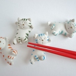 ねそべり猫(彩色)の箸置き（2個セット）