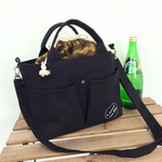 帆布カフェトート(ブラック)×カモフラージュ ショルダーストラップ付