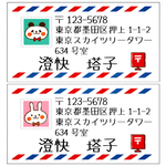 【♥人気商品】【NEW!】差出人シール【パンダとうさぎのエアメール】