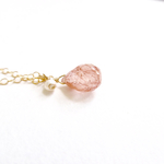 ＊希少石＊orangerutile × pearl necklace