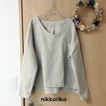 布帛Tシャツ　Vネック　コットンフランネルチノ　うすベージュ