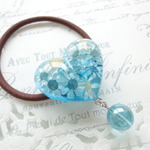 ウォーターブルーアクアオーラブルー水晶ヘアゴム