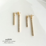 【noblehi】elegant W linestone stick ピアス/ノンホールイヤリング  ＊受注製作＊