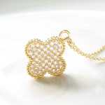Micro Pavet Four Leaf Clover Necklace
