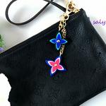 saly☆2wayお花とファーのキーホルダー&バッグチャーム