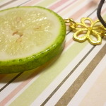 *夏季限定*皮ネックレス(スライスライム)*花大*
