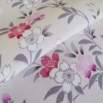🐇薄灰色 京友禅 桜模様 正絹 丹後ちりめん 【60cm×36cm】仕付け糸付き着物の解き 和布 生地 はぎれ リメイク素材 silk100%