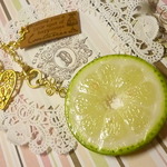 *夏季限定*スライスライムとハートのバッグチャーム*花*12cm*