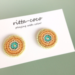 ビーズ刺繍のサークルモチーフのピアス