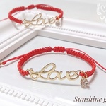 【人気 新作価格♡】LOVE レタードコードブレスレット♡春夏 愛/愛情ゴールド ペア/アンクレット/ミサンガ/プレゼント/刻印/フラワーギフト   