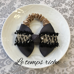 ツイードのトリプルリボン  ブラック系