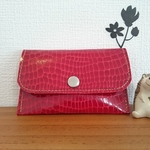 合皮カードケース＊名刺入れ＊ワニ柄レッド