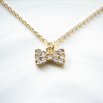 [andy]Necklase,Zirconia Ribbon Charm