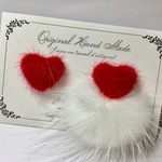 【バレンタインに♡】ハートファーのイヤリング&ピアス（ファー付きは+150円）