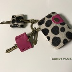 。送料無料。本革☆。・animalハラコ。。キーケース＆キーカバー・白黒ダルメシアン＆ピンク。。スマイル☆本革☆。