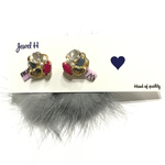 《SALE》1000円→700円バックキャッチファーピアス（grey×pink）