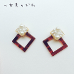 pearl & square／マグネットピアス