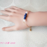 天然石 ラピスラズリ＊クラック水晶 煌めくブレスレット 