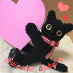 編みぐるみ   くろねこちゃんのメッセージスタンド(=^x^=)