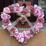 No.wreath-14499/★ギフト/花/玄関リース★/アートフラワー・ハート型リース(3)/春/バレンタインデー/26x30cm