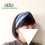 深緑×〇〇柄クロスカチューム ヘアバンド