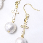 T.CYコットンパールとクロスのピアス☆WH 