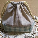 ☆特別価格☆生成り×チェックのお弁当袋
