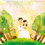 【布】似顔絵♡絵本風ウェルカムボード