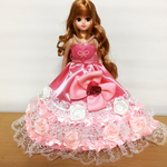 リカちゃん ピンク ロングドレス ハートと薔薇