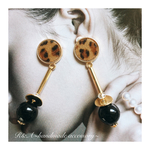 ヒョウ柄×ビーズ ピアス/イヤリング