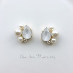 pearl&drop bijou earring（グレー）