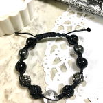水晶龍素彫りシャンバラブレス★オニキス×ヘマタイト