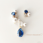 ＊新色スワロフスキー＊イヤーカフ&ピアス(イヤリング)＊Blue＊