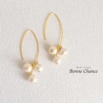 【再販】3粒♢コットンパールピアス